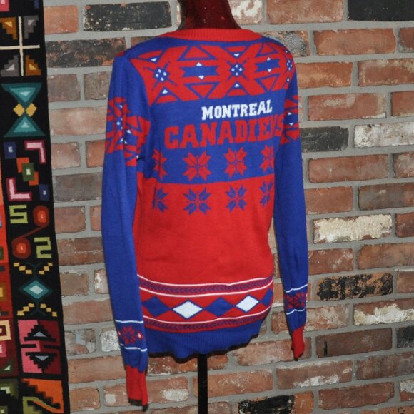 NHL Montreal Canadiens V-Neck Ugly Christmas Knit Sweater Large - Picture 2 of 7